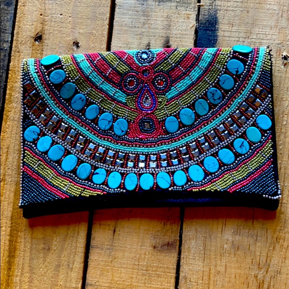 Gently Used BCBGeneration Fiesta Beaded Clutch